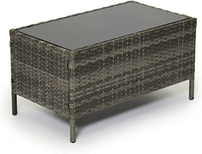 EVRE Grey Madrid Rattan Garden Furniture Set Patio Conservatory Balcony Outdoor 4 Seater Piece Glass Top Coffee Table Modular Sofa