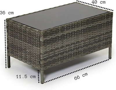 EVRE Grey Madrid Rattan Garden Furniture Set Patio Conservatory Balcony Outdoor 4 Seater Piece Glass Top Coffee Table Modular Sofa