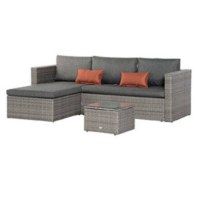 EVRE Grey Malibu Rattan Garden Furniture Set and Coffee Table Patio Conservatory Indoor & Outdoor with Cushions with Cover - 4