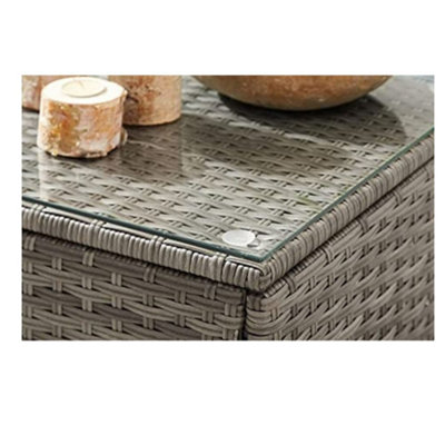EVRE Grey Malibu Rattan Garden Furniture Set and Coffee Table Patio Conservatory Indoor & Outdoor with Cushions with Cover - 6