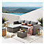 EVRE Grey Malibu Rattan Garden Furniture Set and Coffee Table Patio Conservatory Indoor & Outdoor with Cushions