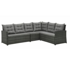 EVRE Grey Monroe 8 Seater Garden Rattan Furniture Corner Dining Set Table Sofa Bench Stool - FREE NEXT DAY DELIVERY