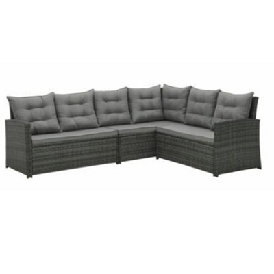 EVRE Grey Monroe 8 Seater Garden Rattan Furniture Corner Dining