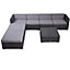 EVRE Grey Rattan Outdoor Garden Furniture Nevada Set 6 Seater Sofa with Coffee Table with cover