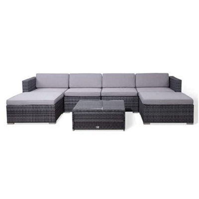 EVRE Grey Rattan Outdoor Garden Furniture Nevada Set 6 Seater Sofa with Coffee Table with cover - 8