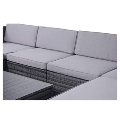 EVRE Grey Rattan Outdoor Garden Furniture Nevada Set 6 Seater Sofa with Coffee Table