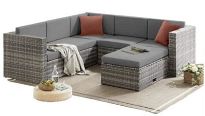 EVRE Grey Rattan Outdoor Monaco Garden Furniture Sofa Set with Coffee Table