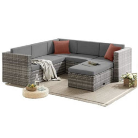 EVRE Grey Rattan Outdoor Monaco Garden Furniture Sofa Set with Coffee Table