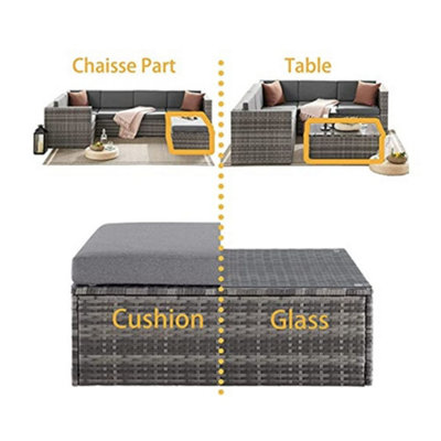 EVRE Grey Rattan Outdoor Monaco Garden Furniture Sofa Set with Coffee Table