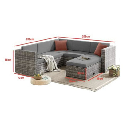 EVRE Grey Rattan Outdoor Monaco Garden Furniture Sofa Set with Coffee Table - 3