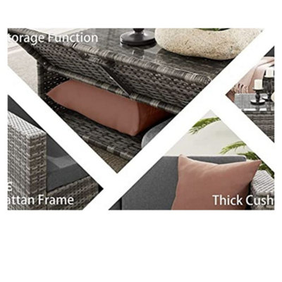 EVRE Grey Rattan Outdoor Monaco Garden Furniture Sofa Set with Coffee Table - 4