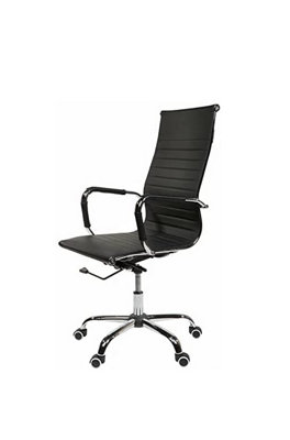 EVRE High Back Boardroom Black Faux Leather Desk Chair with Chrome Finish