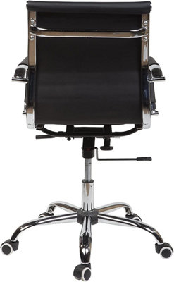 EVRE Mid Back Boardroom Black Faux Leather Desk Chair with Chrome Finish