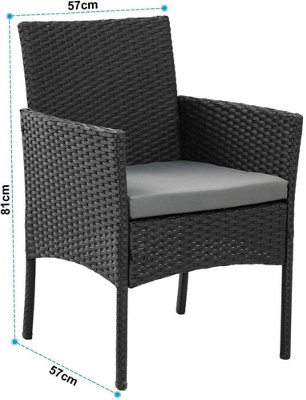 EVRE Nero Black Rattan Garden Furniture Set Patio Conservatory Indoor Outdoor 4 piece set Glass Top Coffee Table - 7