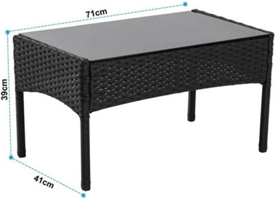 EVRE Nero Black Rattan Garden Furniture Set Patio Conservatory Indoor Outdoor 4 piece set Glass Top Coffee Table - 8