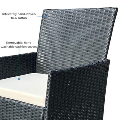 EVRE Nero Black Rattan Garden Furniture Set Patio Conservatory Indoor Outdoor 4 piece set - 5