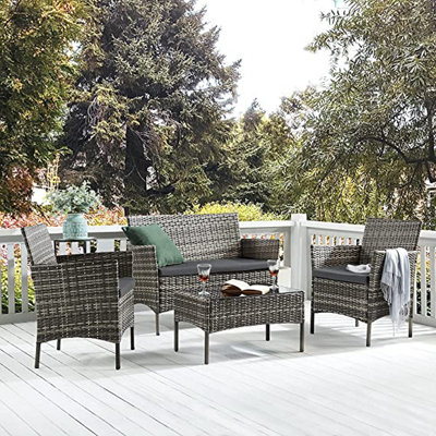 EVRE New Mixed Grey Madrid Rattan Outdoor/Indoor Garden Furniture set - 3