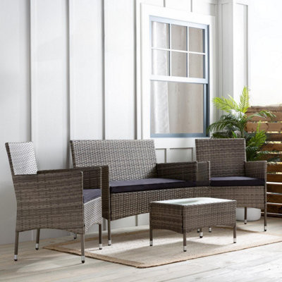 EVRE New Mixed Grey Madrid Rattan Outdoor/Indoor Garden Furniture set - 4