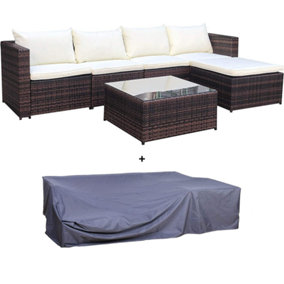 EVRE Rattan Outdoor Garden Furniture California Sofa Set with Coffee Table With a Weatherproof Cover - FREE NEXT-DAY DELIVERY