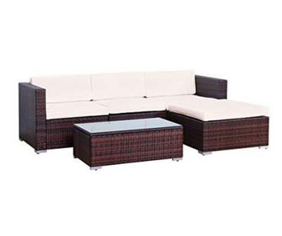 EVRE Rattan Outdoor Garden Furniture California Sofa Set with Coffee Table With a Weatherproof Cover