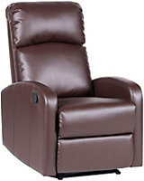EVRE Recliner Armchair Faux Leather Brown with Adjustable Leg Rest Recline
