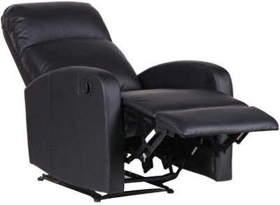 EVRE Recliner Faux Leather Arm Chair with Adjustable Leg Rest and Reclining Functions Black Comfy Chair