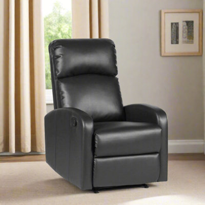 EVRE Recliner Faux Leather Arm Chair with Adjustable Leg Rest and Reclining Functions - Black - FREE NEXT-DAY DELIVERY