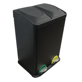 Evre Recycling Bin with Lids for Kitchen / 40 L Capacity /2 Compartments Waste Separation (40L (20L+20L)) - FREE NEXT-DAY DELIVERY