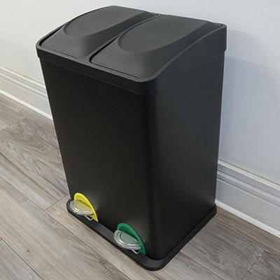 Evre Recycling Bin with Lids for Kitchen / 40 Litre Capacity / 2 Compartments Waste Separation (40L (20L+20L))