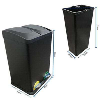 Evre Recycling Bin with Lids for Kitchen / 40 Litre Capacity / 2 Compartments Waste Separation (40L (20L+20L)) - 4