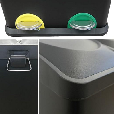 Evre Recycling Bin with Lids for Kitchen / 40 Litre Capacity / 2 Compartments Waste Separation (40L (20L+20L)) - 5