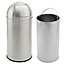EVRE Round 25L Stainless Steel Silver Waste Bin with Push Lid Removable Compartment and Non Slip Base