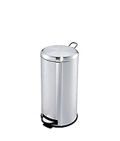 EVRE Round 30L Stainless Steel Silver Waste Bin with Pedal Removable Compartment and Non Slip Base