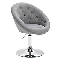 EVRE Round Fabric Grey Indoor Chair Tufted Height Adjust and Swivel