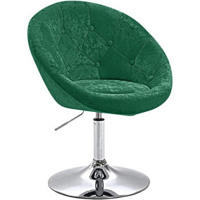 EVRE Round Velvet Barstool Green with Height Adjustment and Swivel - FREE NEXT-DAY DELIVERY