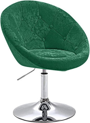 EVRE Round Velvet Barstool Green with Height Adjustment and Swivel