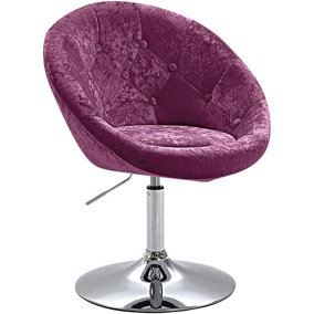 EVRE Round Velvet Barstool Pink with Height Adjustment and Swivel
