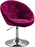 EVRE Round Velvet Barstool Red with Height Adjustment and Swivel