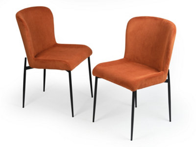 EVRE Rust Freddie Dining Chairs Set of 2, Upholstered, Corduroy, Stain ...