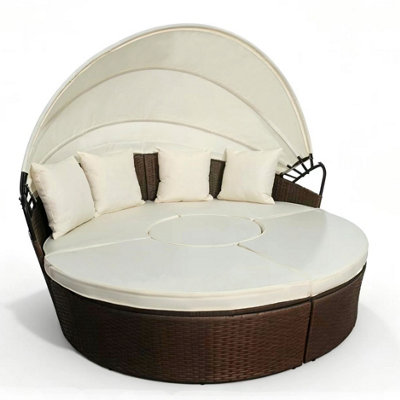 EVRE Seychelles Day Sun Bed Rattan Round Outdoor Garden Furniture Set ...