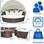 EVRE Seychelles Day Sun Bed Rattan Round Outdoor Garden Furniture Set with Extendable Canopy Table 5 Pieces Brown