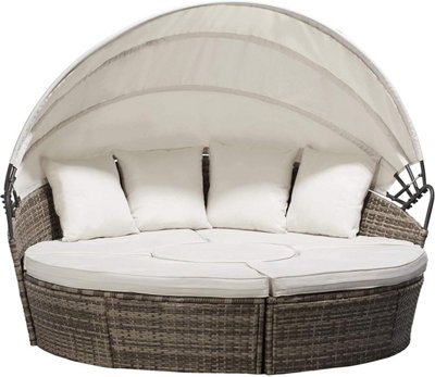 EVRE Seychelles Day Sun Bed Rattan Round Outdoor Garden Furniture