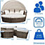 EVRE Seychelles Day Sun Bed Rattan Round Outdoor Garden Furniture Set with Extendable Canopy Table 5 Pieces Mixed Grey