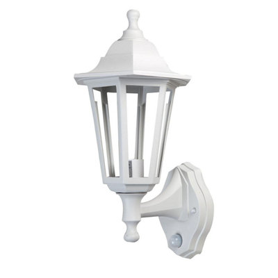 Ex Pro Outdoor Security Wall Light Lantern with PIR Motion Sensor IP44 Rated E27 LED GLS Fitting White