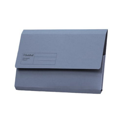 Exacompta Guildhall Document Wallets, 285gsm, Foolscap - Blue, Pack of 50