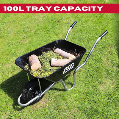 Excel Wheelbarrow Cart Trolley Heavy Duty 120l Wheelbarrow Hdpe