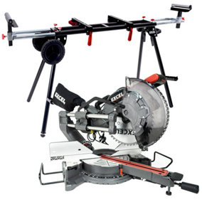 Excel 12" 305mm Sliding Mitre Saw Double Bevel 1800W/240V with Laser & Universal Wheel Stand