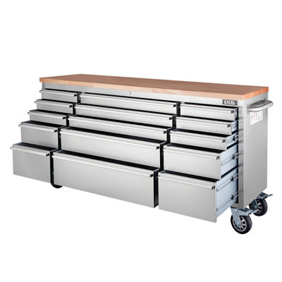 Excel 15 Drawer Heavy Duty Stainless Steel Tool Chest Ideal for Garage & Workshop Storage