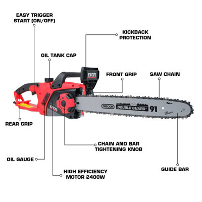 Excel 16" Electric Chainsaw Wood Cutter 2400W/240V