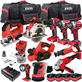 Excel 18V 11 Piece Power Tool Kit with 4 x 5.0Ah Batteries & Charger EXLKIT-16297